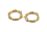 Gold Circle Earring, 2 Gold Plated Brass Circle Stud Earrings (27x3mm) N1698