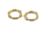 Gold Circle Earring, 2 Gold Plated Brass Circle Stud Earrings (27x3mm) N1698