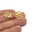 Brass Apple Earring, 8 Raw Brass Apple Shaped Stud Earrings (18x17x0.80mm) A2775