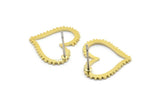 Brass Heart Earring, 10 Textured Raw Brass Heart Shaped Stud Earrings (15x18x0.80mm) A2788