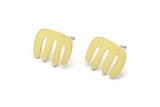 Earring Studs, 8 Raw Brass - Irregular Shaped Stud Earrings - Brass Earrings - Earrings (11x14x0.80mm) A2783