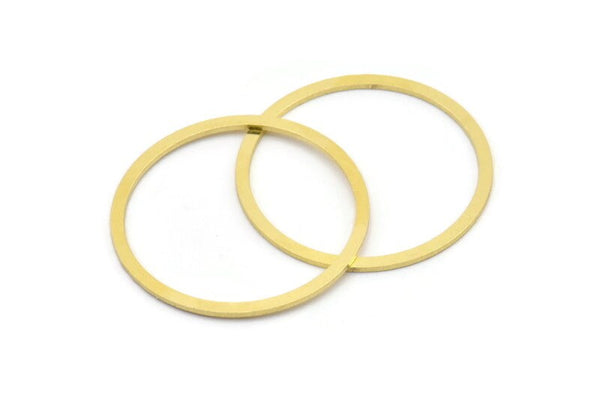 36mm Circle Connector, 12 Raw Brass Circle Connectors (36x2x1mm) A2888
