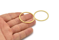 36mm Circle Connector, 12 Raw Brass Circle Connectors (36x2x1mm) A2888