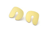 Earring Studs, 8 Raw Brass - U Shape Earrings - Brass Earrings - Earrings (16x18x0.80mm) A2794