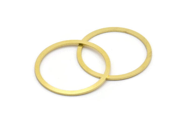 32mm Circle Connector, 12 Raw Brass Circle Connectors (32x2x1mm) A2889