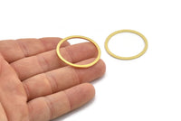 32mm Circle Connector, 12 Raw Brass Circle Connectors (32x2x1mm) A2889