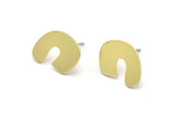 Earring Studs, 8 Raw Brass - U Shape Earrings - Brass Earrings - Earrings (11x13x0.80mm) A2784