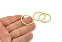 28mm Circle Connector, 12 Raw Brass Circle Connectors (28x2x1mm) A2887
