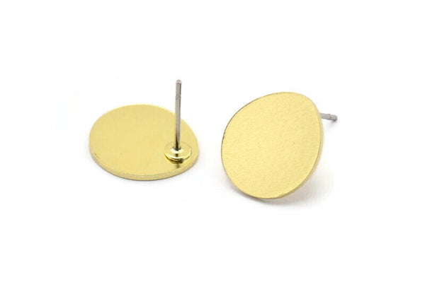 Earring Studs, 8 Raw Brass - Irregular Shaped Stud Earrings - Brass Earrings - Earrings (13x12x0.80mm) A2795