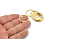 24mm Circle Connector, 12 Raw Brass Circle Connectors (24x2x1mm) A2886