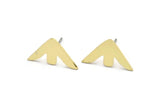 Brass Arrowhead Earring, 8 Raw Brass Arrowhead Shaped Stud Earrings (10x17x0.80mm) A2791