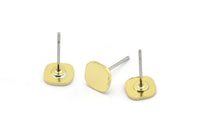 Brass Square Earring, 12 Raw Brass Square Shaped Stud Earrings (6x0.80mm) A2797