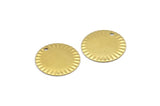 Brass Round Charm, 24 Raw Brass Round Charms With 1 Hole, Findings (16x0.50mm) A2882