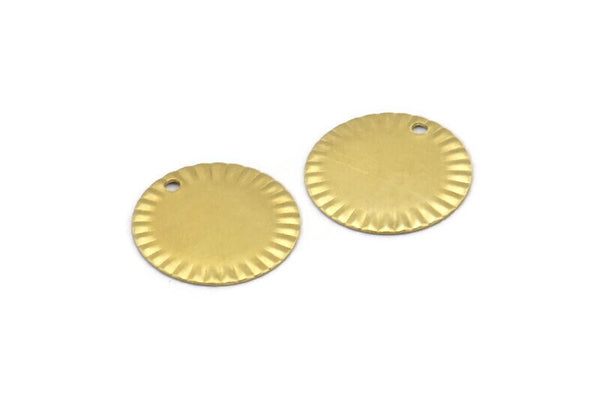Brass Round Charm, 24 Raw Brass Round Charms With 1 Hole, Findings (16x0.50mm) A2882