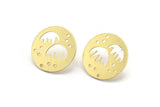 Brass Round Earring, 8 Raw Brass Round Shaped Stud Earrings (18x0.80mm) A2779
