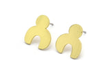 Earring Studs, 8 Raw Brass - Irregular Shaped Stud Earrings - Brass Earrings - Earrings (14x12x0.80mm) A2781