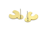 Earring Studs, 8 Raw Brass - Irregular Shaped Stud Earrings - Brass Earrings - Earrings (14x12x0.80mm) A2781