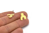 Earring Studs, 8 Raw Brass - Irregular Shaped Stud Earrings - Brass Earrings - Earrings (14x12x0.80mm) A2781