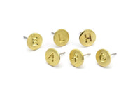 Brass Letter Earring, 2 Raw Brass Alphabets, Stud Earrings, Alphabet Stud, Initial Earrings, Personalized Ear Stud ( 9mm ) F006