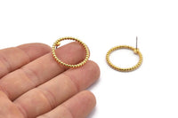 Gold Circle Earring, 2 Gold Plated Brass Circle Stud Earrings (23x2mm) N1695