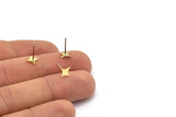 Brass Star Earring, 12 Raw Brass Tiny Star Shaped Stud Earrings (8x6x0.80mm) A2805