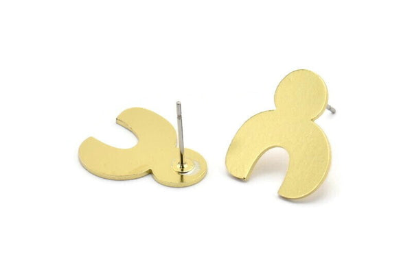 Earring Studs, 8 Raw Brass - Irregular Shaped Stud Earrings - Brass Earrings - Earrings (18x15x0.80mm) A2799