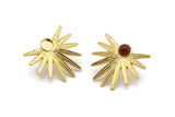 Gold Sun Earring, 2 Gold Plated Brass Sunshine Stud Earrings - Pad Size 6mm N0707 Q0826