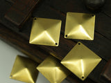 Brass Pyramid Connector, 30 Raw Brass Pyramid Stamping Connectors with Two Holes (20x20mm) Brs 616 A0095