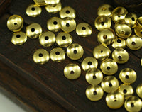 Brass Round Bead Caps, 1000 Raw Brass Round Bead Caps with Middle Hole (6mm) Brs 556 A0227