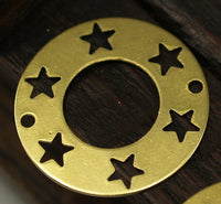 25 Raw Brass Star Pentagram Connectors 2 Holes  (20 Mm) Brs 152 ( A0195 )