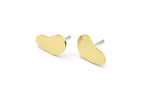 Earring Studs, 8 Raw Brass - Irregular Shaped Stud Earrings - Brass Earrings - Earrings (14x8x0.80mm) A2807