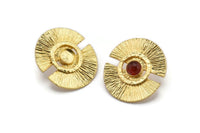 Gold Moon Earring, 2 Gold Plated Brass Half Moon Stud Earrings - Pad Size 6mm N0701 Q0824