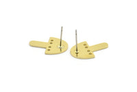 Earring Studs, 8 Raw Brass - Irregular Shaped Stud Earrings - Brass Earrings - Earrings (18x11x0.80mm) A2814