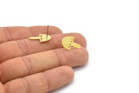 Earring Studs, 8 Raw Brass - Irregular Shaped Stud Earrings - Brass Earrings - Earrings (18x11x0.80mm) A2814