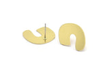 Earring Studs, 8 Raw Brass - Irregular Shaped Stud Earrings - Brass Earrings - Earrings (17x17x0.80mm) A2811