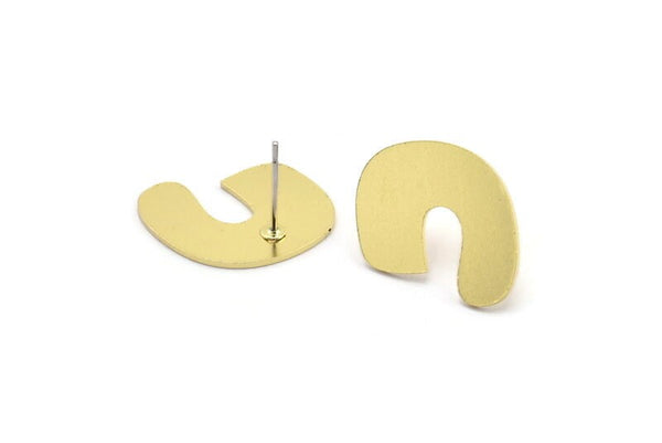 Earring Studs, 8 Raw Brass - Irregular Shaped Stud Earrings - Brass Earrings - Earrings (17x17x0.80mm) A2811