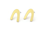 Earring Studs, 8 Raw Brass - U Shape Earrings - Brass Earrings - Earrings (14x10x0.80mm) A2819