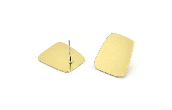 Earring Studs, 8 Raw Brass - Irregular Shaped Stud Earrings - Brass Earrings - Earrings (17x15x0.80mm) A2831