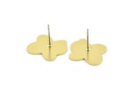 Earring Studs, 8 Raw Brass - Irregular Shaped Stud Earrings - Brass Earrings - Earrings (16x15x0.80mm) A2818