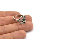 Silver Ring Settings, 2 Antique Silver Plated Brass Sun Rings With 1 Stone Setting - Pad Size 4mm N2004 H1456