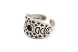 Silver Ring Settings, Antique Silver Plated Brass Moon Phases Shaped Ring With 1 Stone Setting - Pad Size 4mm N2003 H1457
