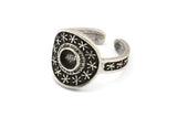 Silver Royal Ring, Antique Silver Plated Brass Royal Ring With 1 Stone Settings - Pad Size 5mm N2021 H1448
