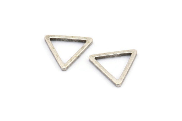Gümüş Üçgen Charm, 24 Antik Gümüş Kaplama Pirinç Açık Üçgen Yüzük Charm (15x1,2 mm) D0107 H0652