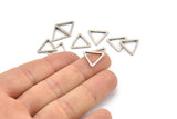 Silver Triangle Charm, 24 Antique Silver Plated Brass Open Triangle Ring Charms (15x1.2mm) D0107 H0652