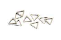 Silver Triangle Charm, 24 Antique Silver Plated Brass Open Triangle Ring Charms (15x1.2mm) D0107 H0652