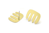 Earring Studs, 8 Raw Brass - Irregular Shaped Stud Earrings - Brass Earrings - Earrings (14x18x0.80mm) A2813