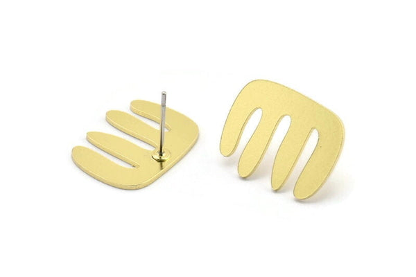 Earring Studs, 8 Raw Brass - Irregular Shaped Stud Earrings - Brass Earrings - Earrings (14x18x0.80mm) A2813