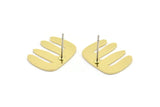 Earring Studs, 8 Raw Brass - Irregular Shaped Stud Earrings - Brass Earrings - Earrings (14x18x0.80mm) A2813