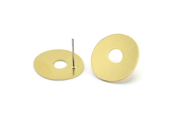 Earring Studs, 8 Raw Brass - Irregular Shaped Stud Earrings - Brass Earrings - Earrings (18x17x0.80mm) A2830