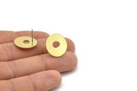 Earring Studs, 8 Raw Brass - Irregular Shaped Stud Earrings - Brass Earrings - Earrings (18x17x0.80mm) A2830